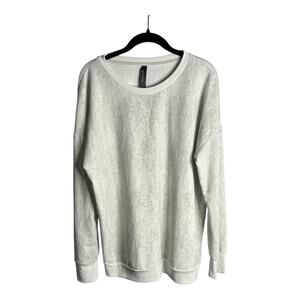 Mondetta White and Light Gray Crewneck Sweatshirt Size Large